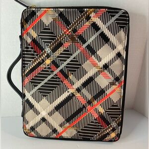 Vera Bradley Black Plaid Tablet Case with Handle - Red and Cream Accents